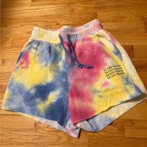 Tie-Dye Athletic Lounge Shorts - Pink, Yellow & Blue